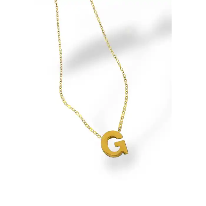 Altın Renk G Harf Çelik Kolye