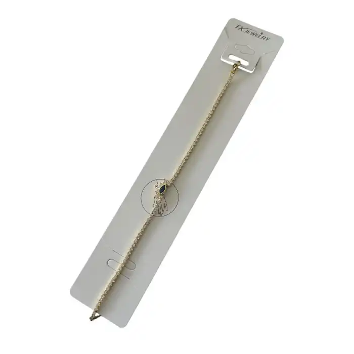 Altın Renk Göz Detaylı Taşlı 14K Altın Kaplama Tx Bileklik