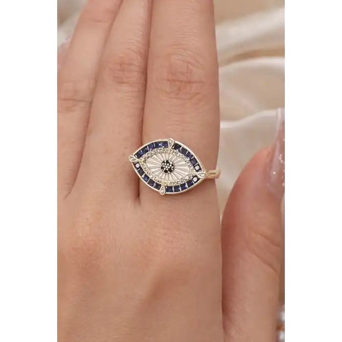 Altın Renk Göz Figürlü Ayarlanabilir Yüzük