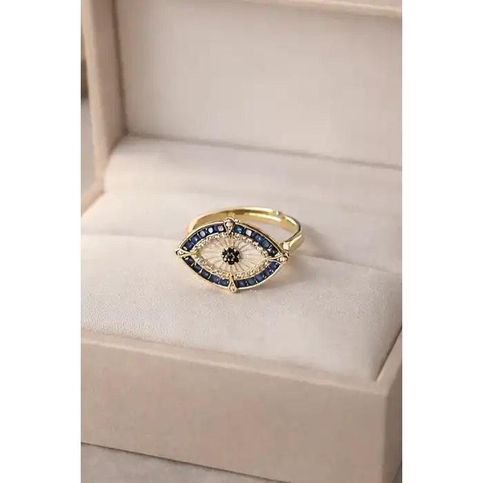 Altın Renk Göz Figürlü Ayarlanabilir Yüzük