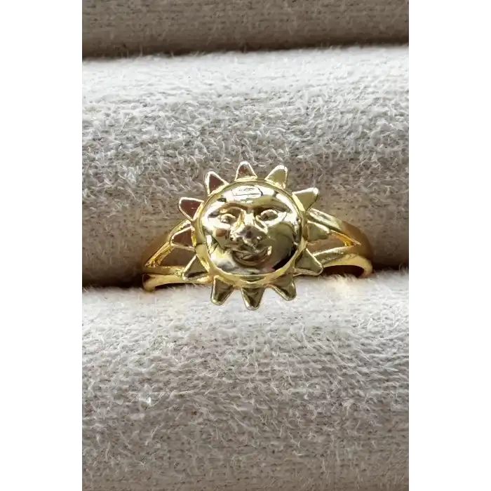 Altın Renk Güneş Figürlü Metal Ayarlanabilir Yüzük