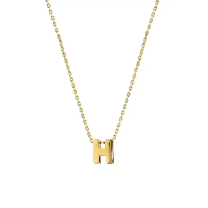 Altın Renk H Harf Çelik Kolye