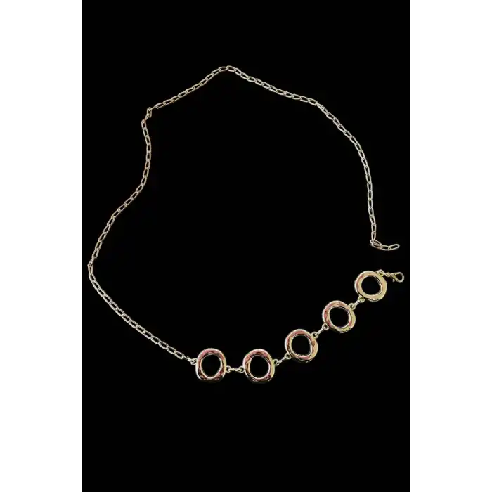 Altın Renk Halka Detaylı Zincir Kemer