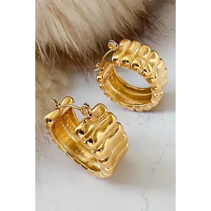 Altın Renk Halka Küpe (Çift)