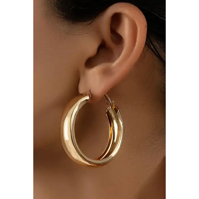 Altın Renk Halka Küpe (Çift)