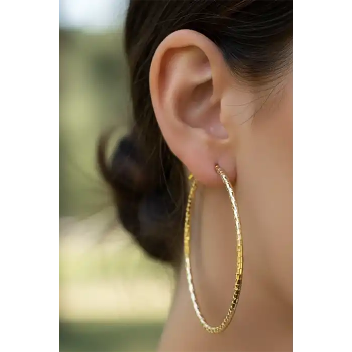 Altın Renk Halka Küpe (Çift)