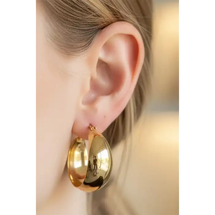 Altın Renk Halka Küpe (Çift)