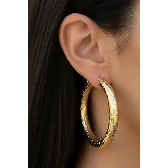 Altın Renk Halka Küpe (Çift)