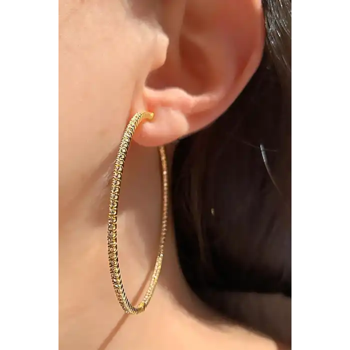 Altın Renk Halka Küpe (Çift)