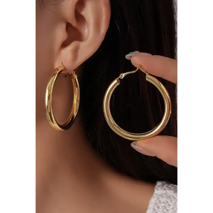 Altın Renk Halka Küpe (Çift)