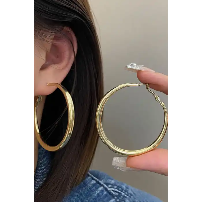 Altın Renk Halka Küpe (Çift)