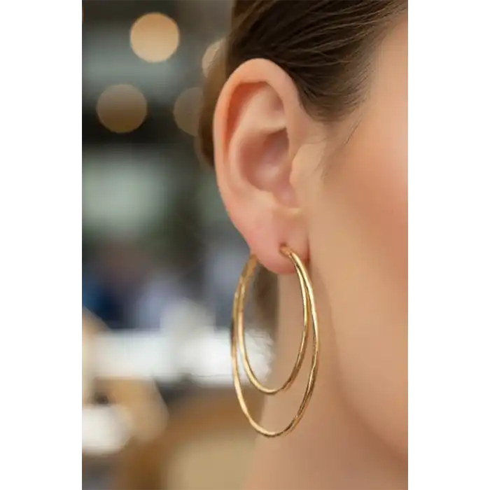 Altın Renk Halka Küpe (Çift)