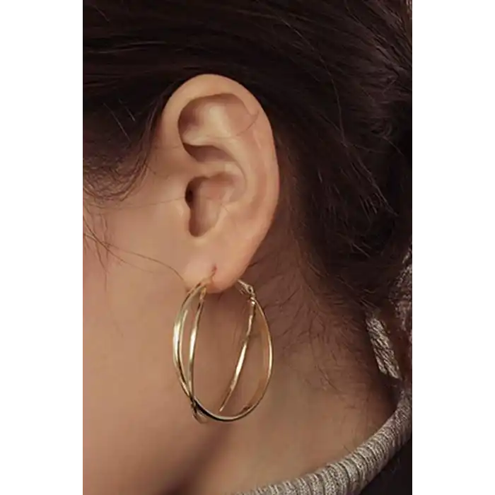 Altın Renk Halka Küpe (Çift)