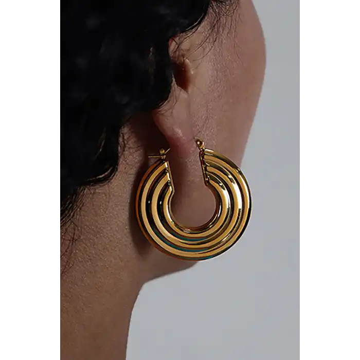 Altın Renk Halka Küpe (Çift)