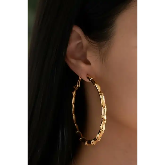 Altın Renk Halka Küpe (Çift)