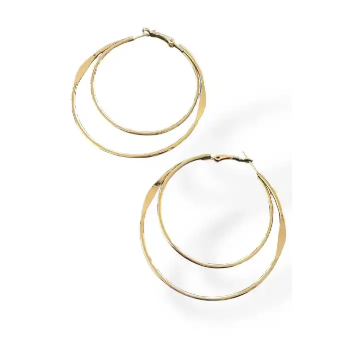 Altın Renk Halka Küpe (Çift)