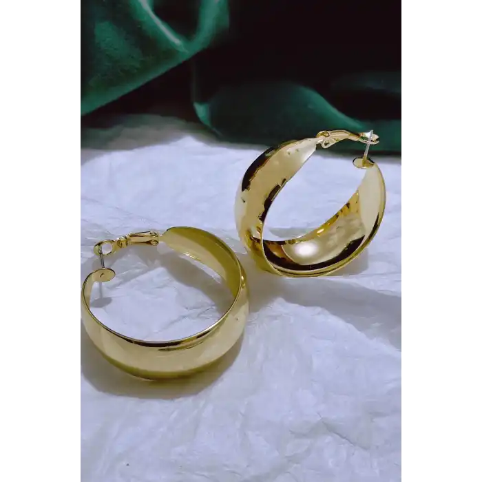 Altın Renk Halka Küpe (Çift)