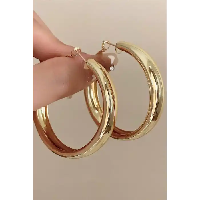 Altın Renk Halka Küpe (Çift)