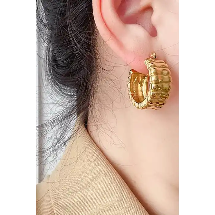 Altın Renk Halka Küpe (Çift)