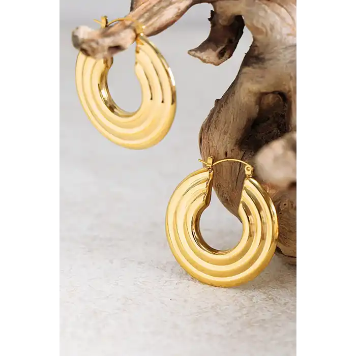 Altın Renk Halka Küpe (Çift)