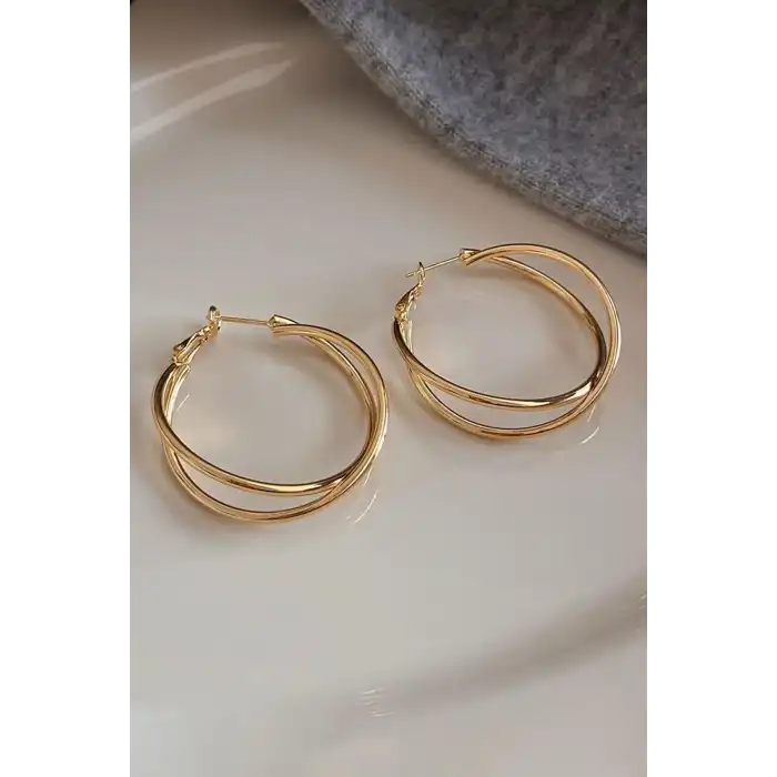 Altın Renk Halka Küpe (Çift)