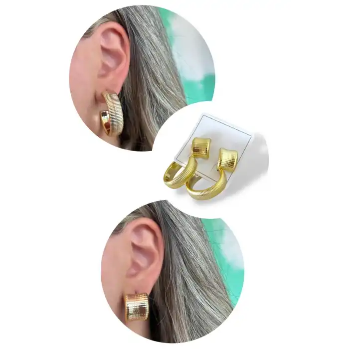 Altın Renk Halka Küpe Set