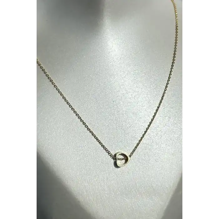 Altın Renk İçi Boş Kalp Figürlü Kolye