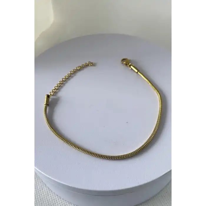 Altın Renk İnce Zincir Çelik Bileklik (Unisex)
