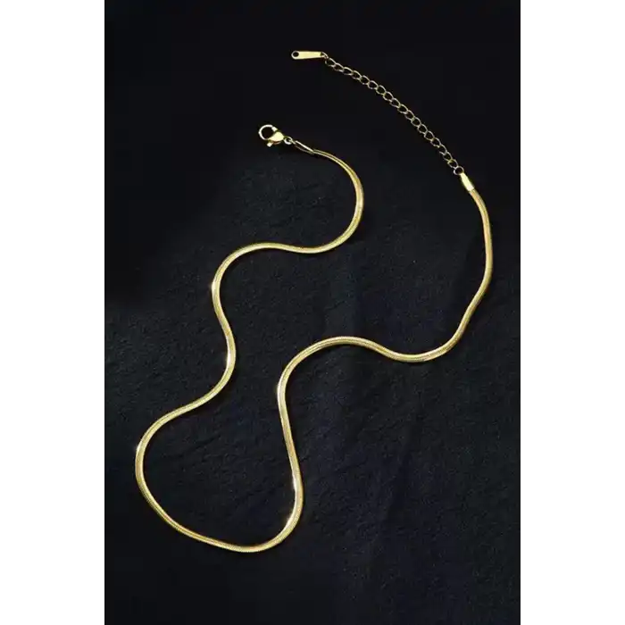 Altın Renk İtalyan Zincir Erkek Çelik Kolye (55cm)