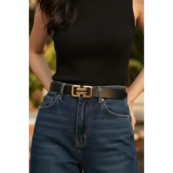 Altın Renk Kadın Deri Kemer