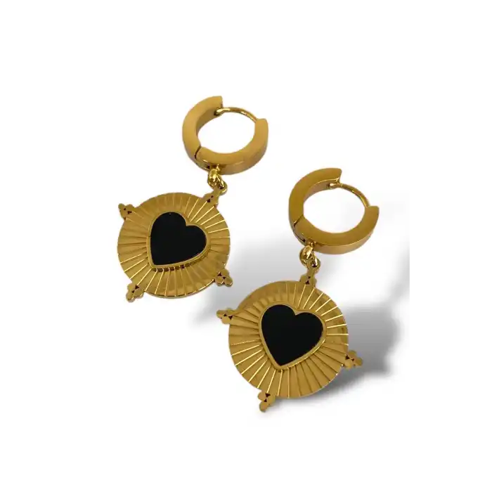 Altın Renk Kalp Figürlü Çelik Küpe (Çift)