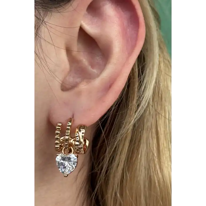 Altın Renk Kalp Figürlü Çelik Xuping VİP Küpe (Çift)