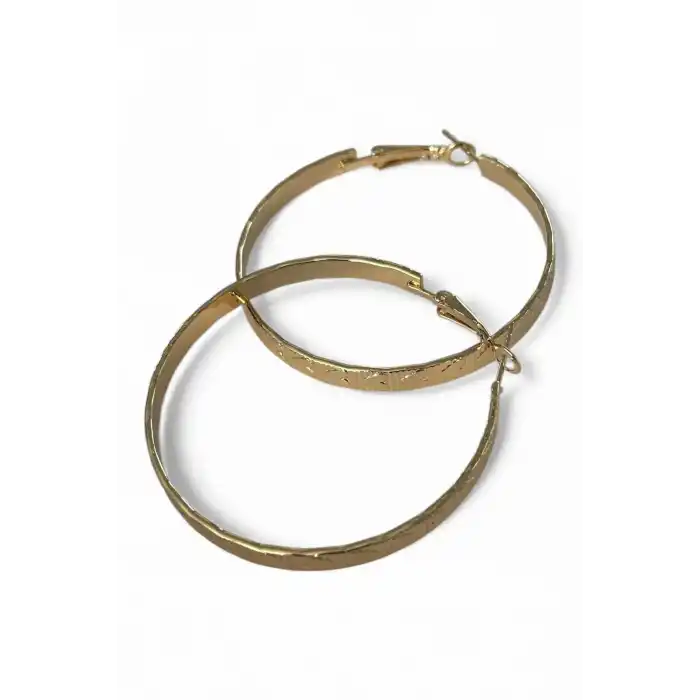 Altın Renk Kalp Figürlü Halka Küpe (Çift)