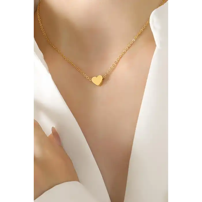 Altın Renk Kalp Figürlü Kolye