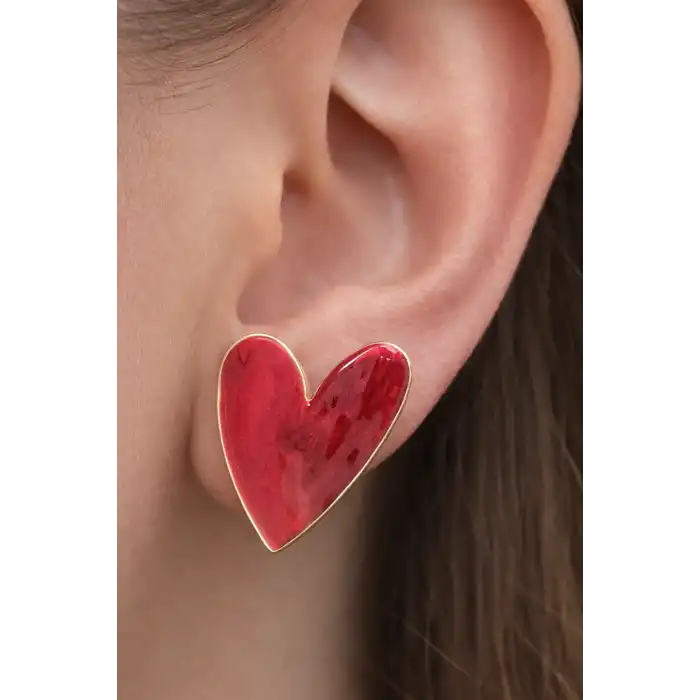 Altın Renk Kalp Figürlü Küpe (Çift)