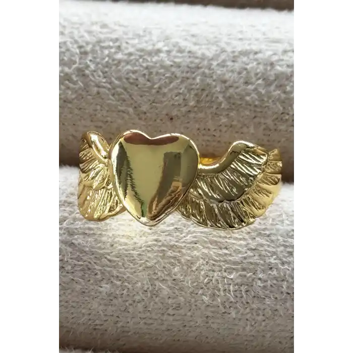 Altın Renk Kalp Figürlü Metal Ayarlanabilir Yüzük