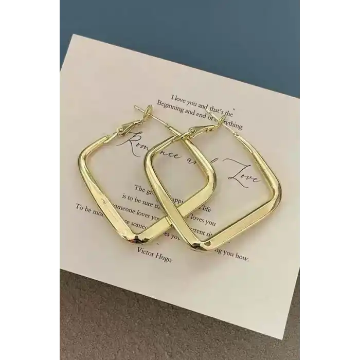 Altın Renk Kare Küpe (Çift)