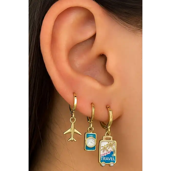 Altın Renk Karışık Figürlü Küpe Set