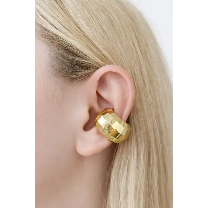 Altın Renk Kıstırmalı Tx Ear Cuff (Tek)