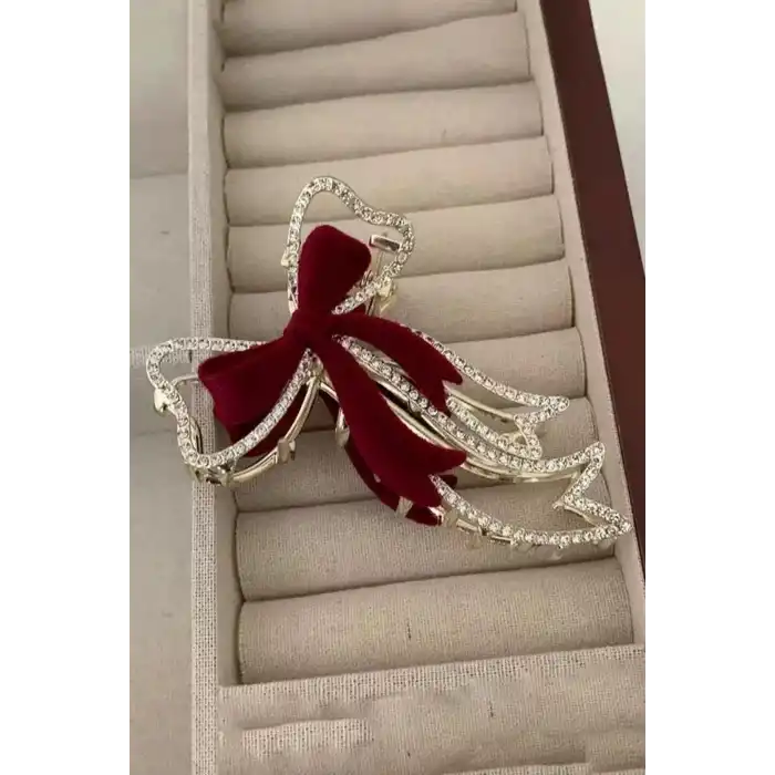 Altın Renk Kurdele Figürlü Taş Detaylı Metal Mandal Toka