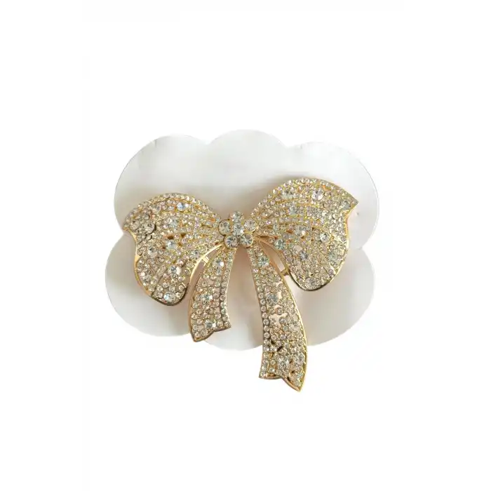 Altın Renk Kurdele Figürlü Taşlı Otomat Toka