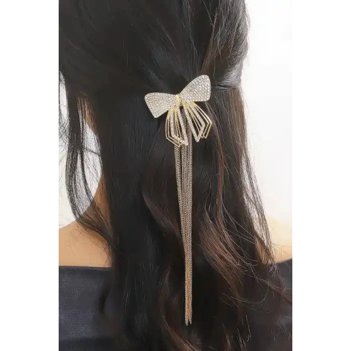 Altın Renk Kurdele Figürlü Taşlı Otomat Toka