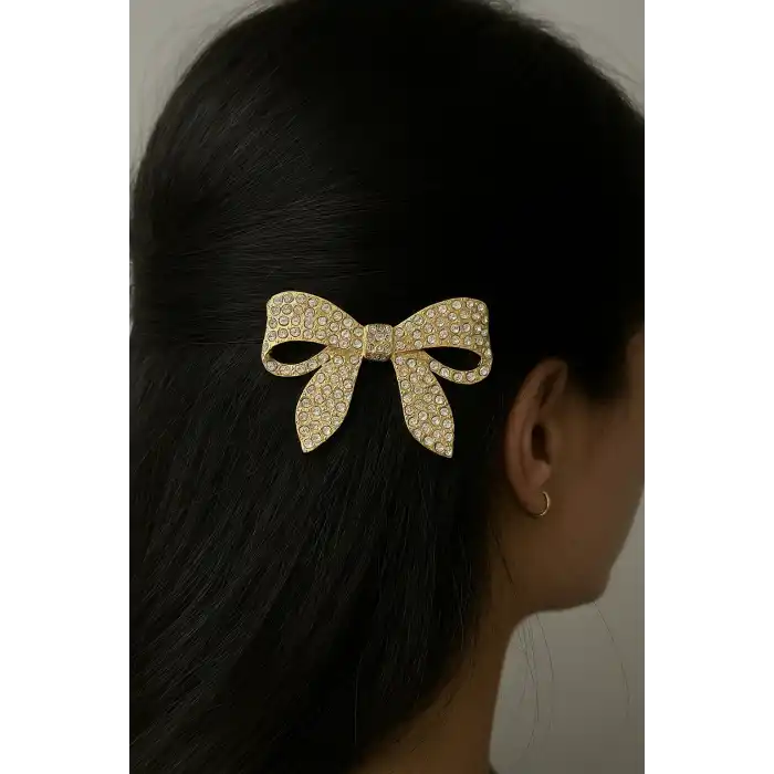 Altın Renk Kurdele Figürlü Tel Tarak Toka