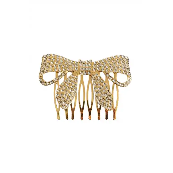 Altın Renk Kurdele Figürlü Tel Tarak Toka