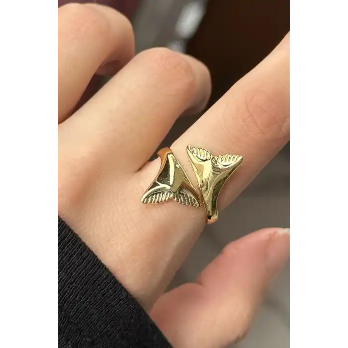 Altın Renk Kuyruk Figürlü Ayarlanabilir Yüzük