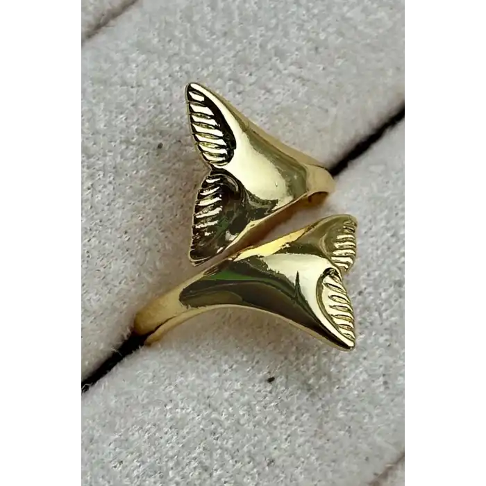 Altın Renk Kuyruk Figürlü Ayarlanabilir Yüzük