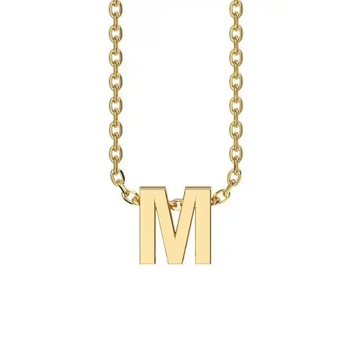Altın Renk M Harf Çelik Kolye