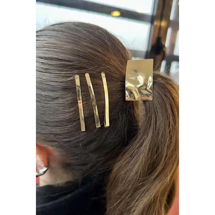 Altın Renk Metal Lastik Toka Ve Tel Toka Set