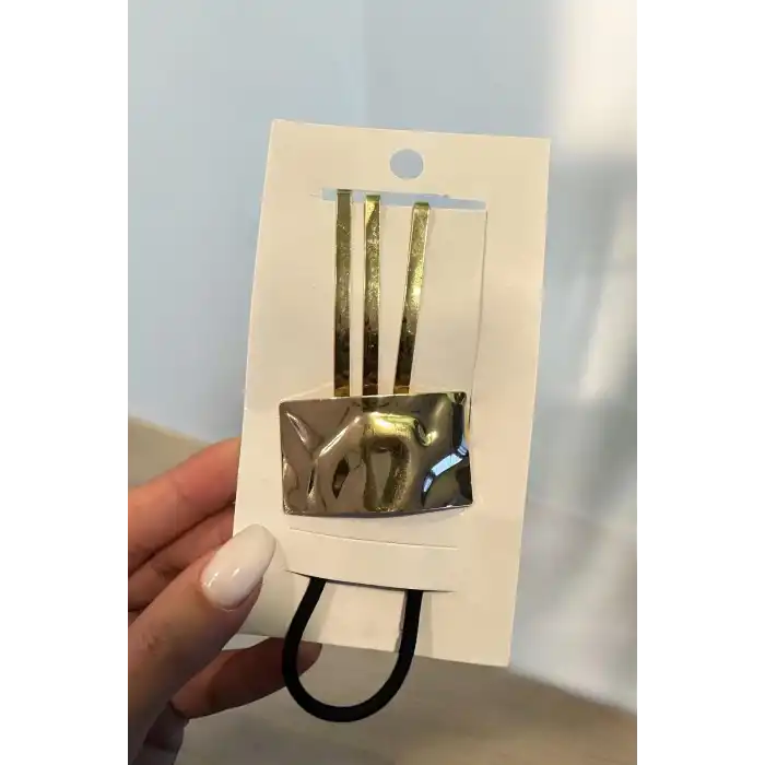 Altın Renk Metal Lastik Toka Ve Tel Toka Set