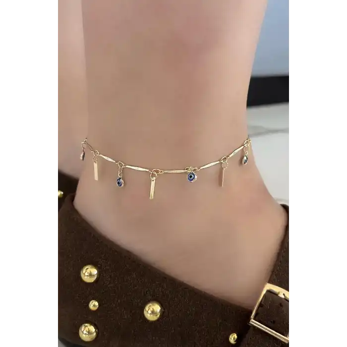 Altın Renk Nazar Boncuğu Figürlü YSX Halhal